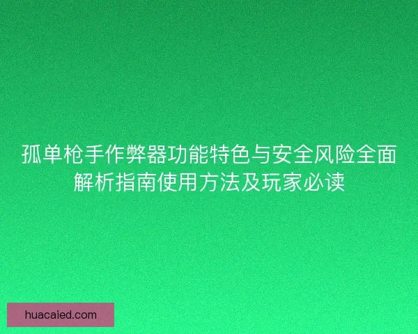 孤单枪手作弊器功能特色与安全风险全面解析指南使用方法及玩家必读